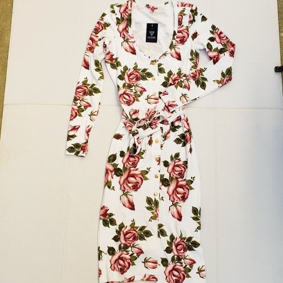 New GUESS Women's Eisley Floral Long-Sleeve Dress - Picture 6 of 10